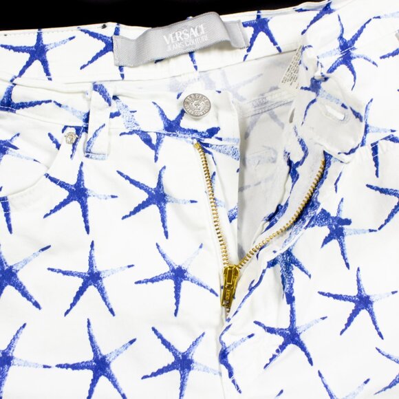 VERSACE VINTAGE STARFISH PATTERN WHITE PANTS - Picture 5 of 7